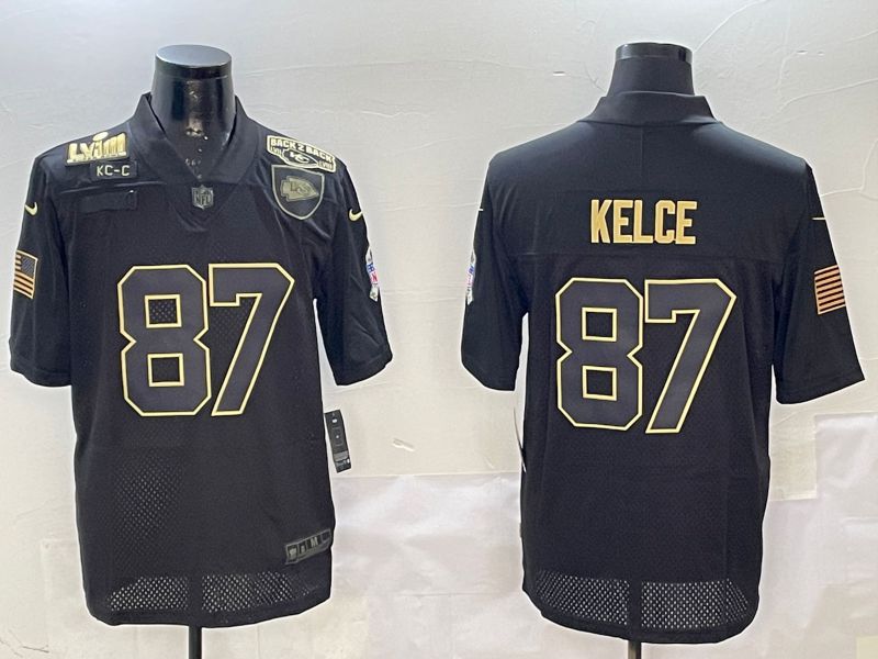 Men Kansas City Chiefs 87 Kelce Black 2025 Nike Salute to Service Limited NFL Jersey style 3